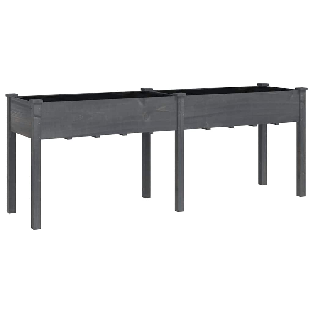 Jardinera Con Forro Madera Maciza De Abeto Gris 203x53x76 Cm_0