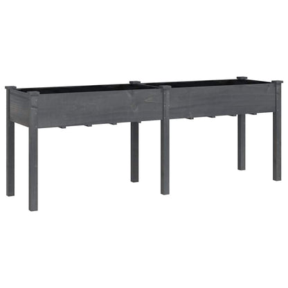 Jardinera Con Forro Madera Maciza De Abeto Gris 203x53x76 Cm_0
