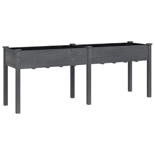 Jardinera Con Forro Madera Maciza De Abeto Gris 203x53x76 Cm_0