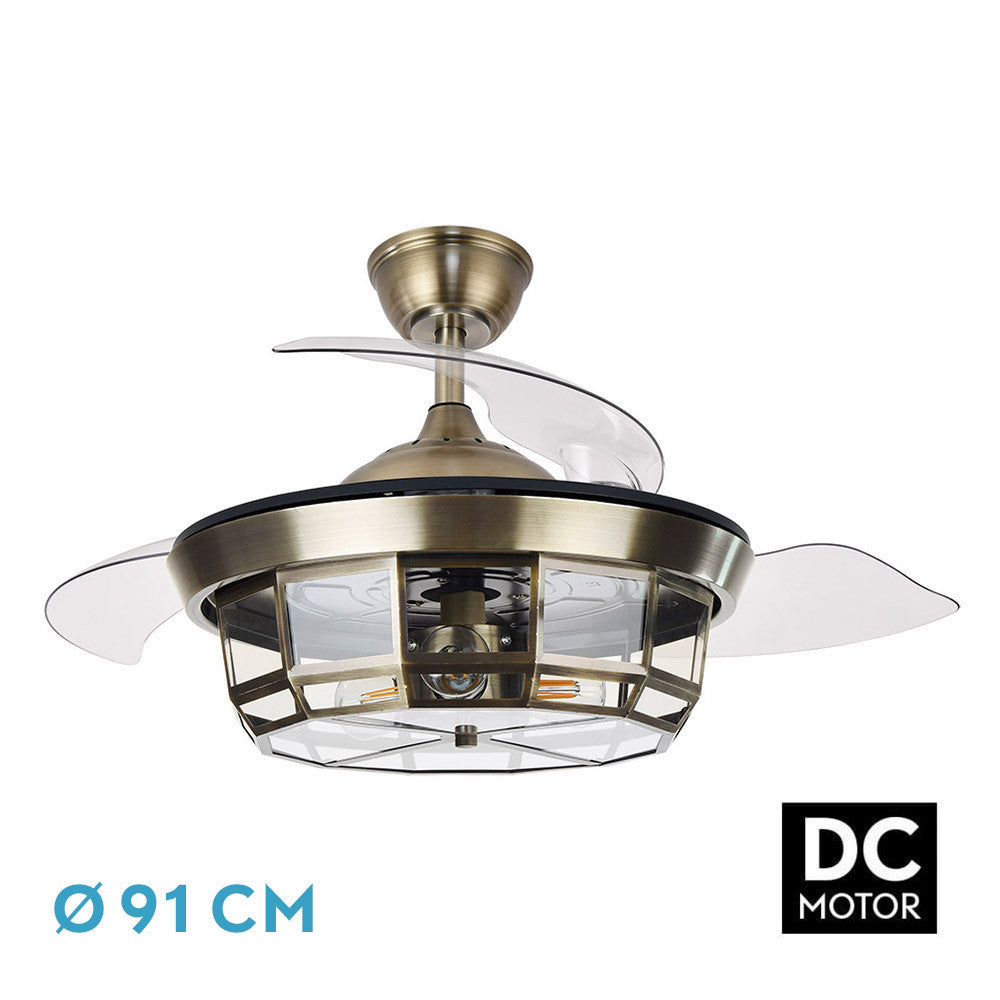 Ventilador Dc Tornado Cuero 3xe27 91d 3aspas Desplegables 6velocidades C/remoto Y Temporizador_0