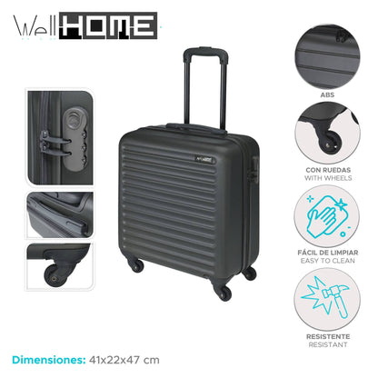 Well Home Maleta Trolley Abs De 16'' Con 4 Ruedas Color Negro_1