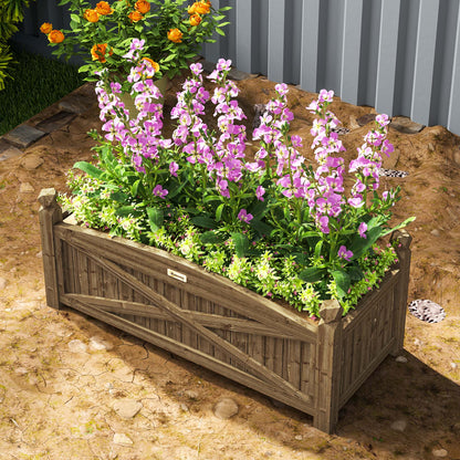Outsunny Jardinera De Madera Elevada Para Plantas Flores Hierba 90x39x37 Cm Café_3
