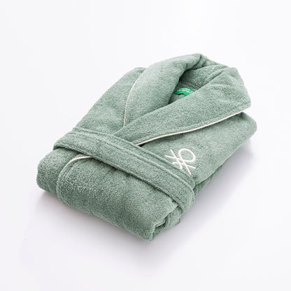 Albornoz L/xl 420gsm 100% Algodon C/ Logo Bordado Verde Core Benetton_1