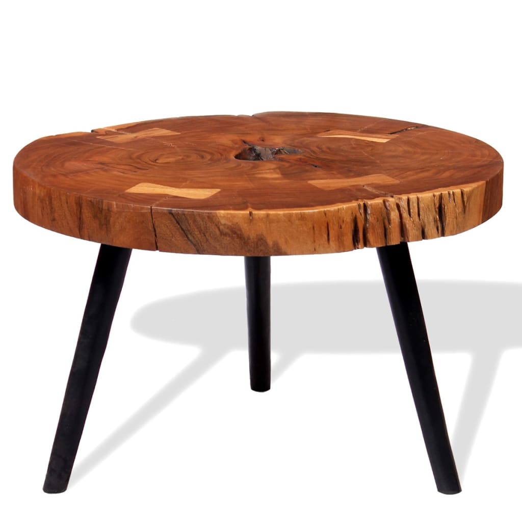 Mesa De Centro De Tronco Madera Maciza De Acacia (55-60)x40 Cm_2