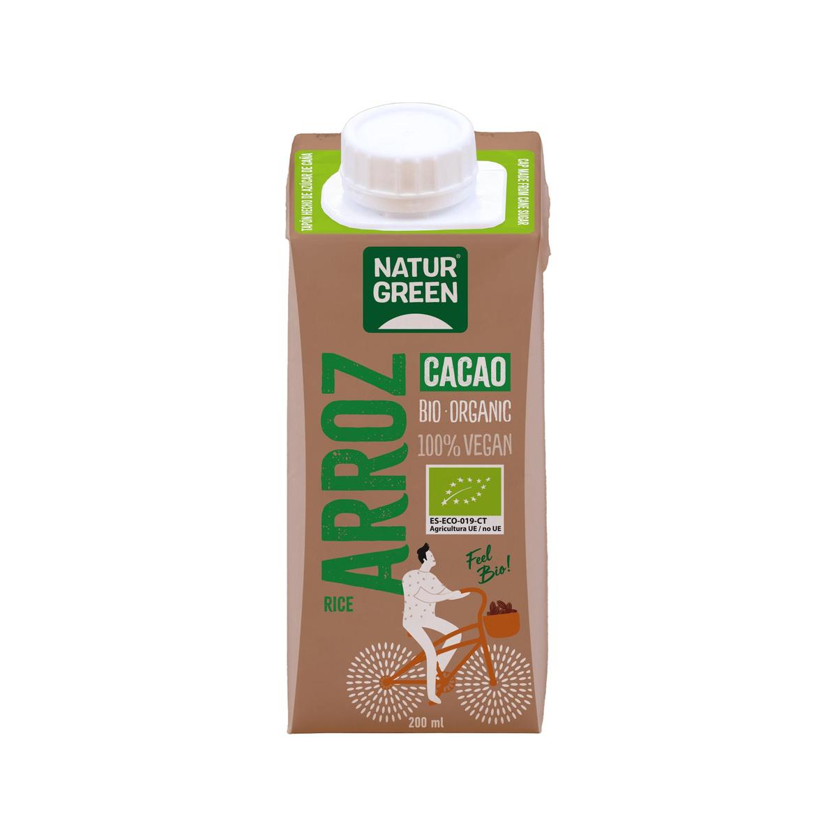 Embalagem de 24 Bebidas de Cacau e Arroz Biológicas NaturGreen 200 ml