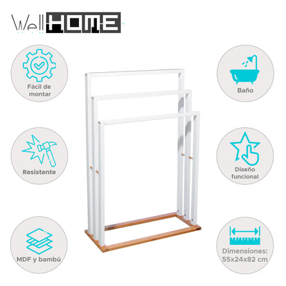 Well Home - Toallero De Pie De Bambú Blanco_1