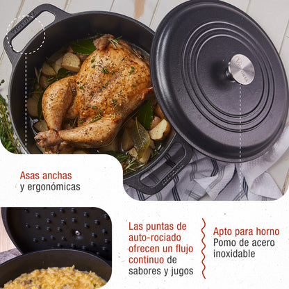 Victoria Horno Holandés Olla Inducción Hierro Fundido Curado 29cm, Cocotte 6,6l, Sin Ptfe Ni Pfoa, 35709, Negro_2