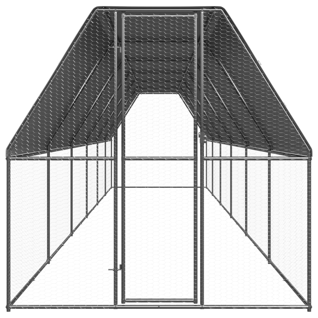 Vidaxl Jaula Gallinero De Acero Galvanizado 2x12x2 M_1