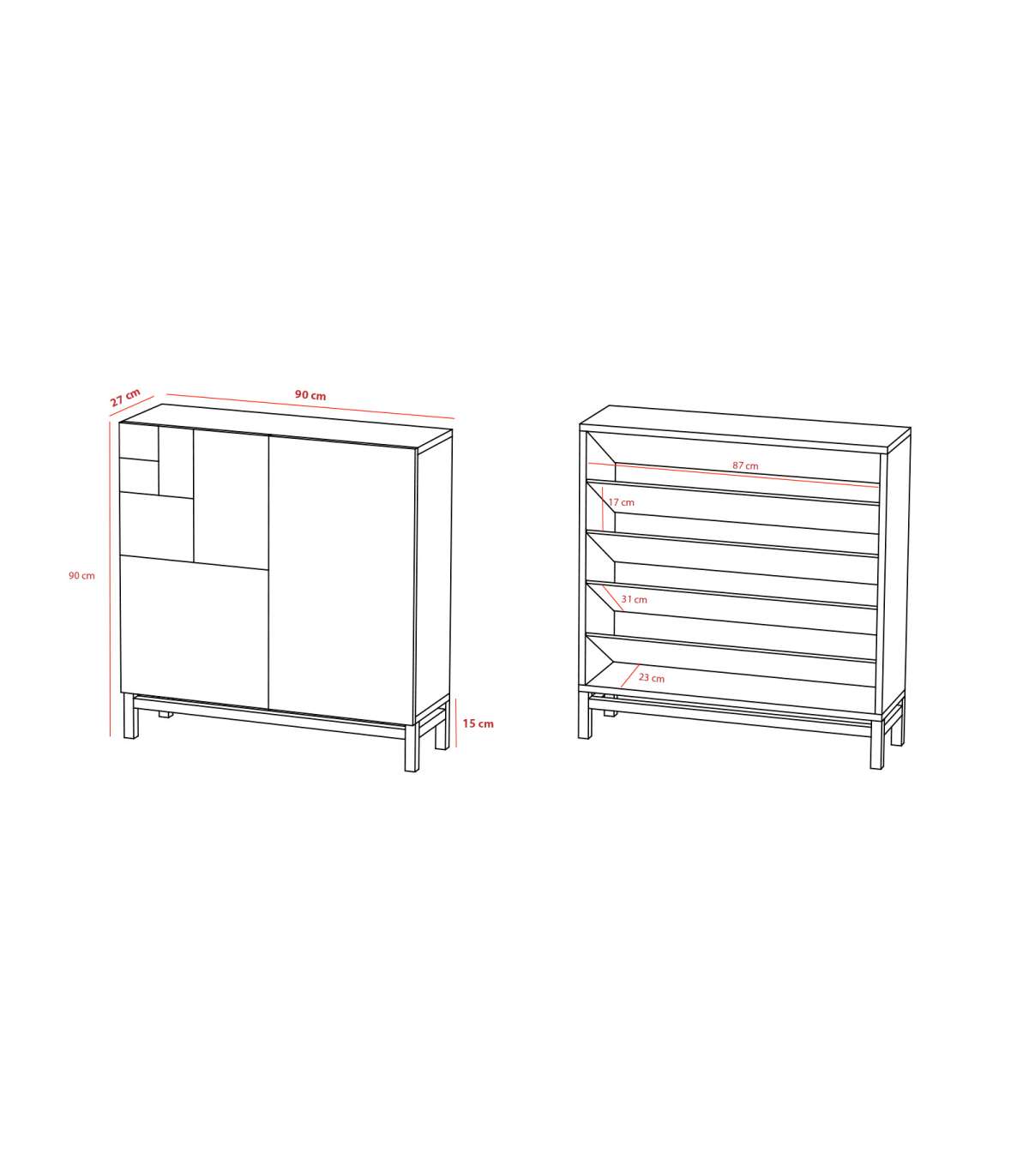 Zapatero 2 Puertas Modelo 513 Acabado Blanco, 90x90x27 (alto X Ancho X Fondo)_3