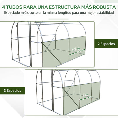 Outsunny Invernadero De Túnel 3x2x2 M Con Puerta Y Ventanas Función De Drenaje_3