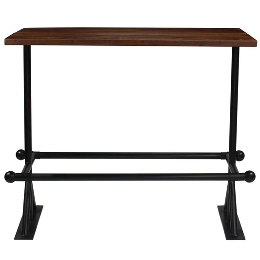 Mesa De Bar Madera Maciza Reciclada Marrón Oscuro 150x70x107 Cm_0