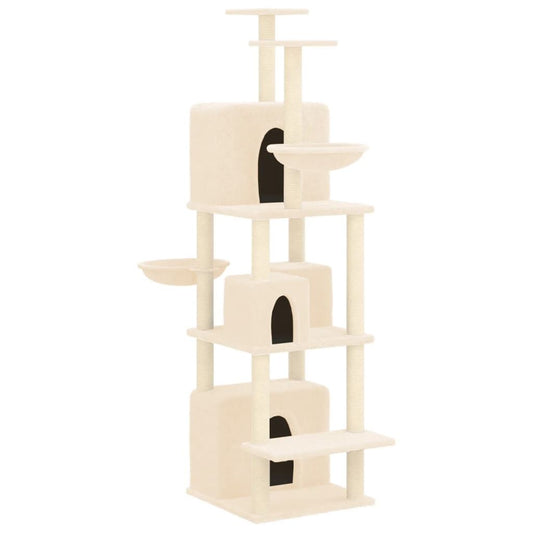 Vidaxl Rascador Para Gatos Con Postes De Sisal Crema 180 Cm_0