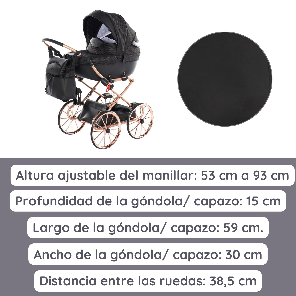 Junama Carro De Muñecas Dolce Classic | Un Carrito Elegante Para Imaginar Y Disfrutar Cada Paseo_4