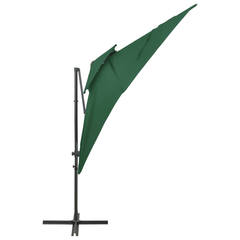 Vidaxl Sombrilla Jardín Voladiza Con Cubierta Doble Verde 250x250 Cm_1