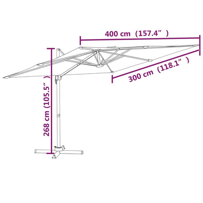 Vidaxl Sombrilla Voladiza Con Led Verde 400x300 Cm_2