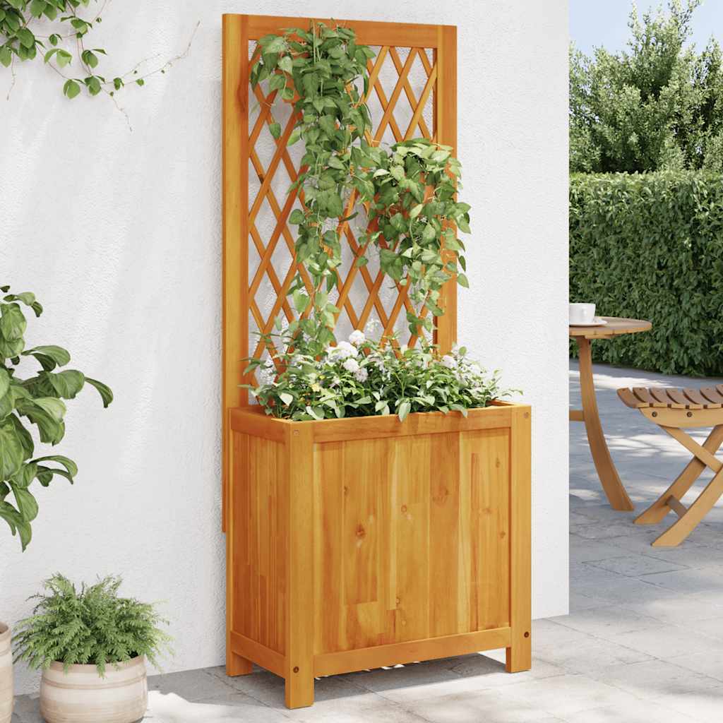 Jardinera Con Enrejado Y Estante Acacia Maciza 55x29,5x132 Cm_1
