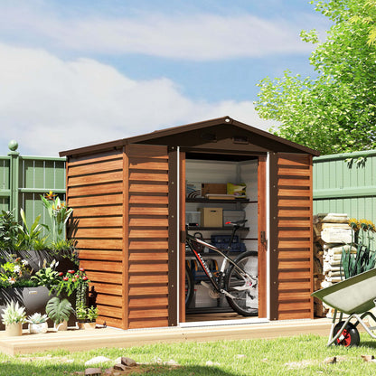 Outsunny Caseta De Jardín Exterior 3 M² 235,7x152x208,7 Cm Natural Y Café_1