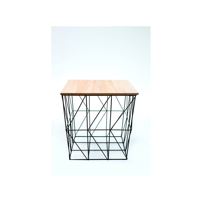 Mesa Auxiliar Cuadrada De Metal Industrial Con Almacenaje Incorporado S/m/l (juego De 3) - Muebles De Salón_3