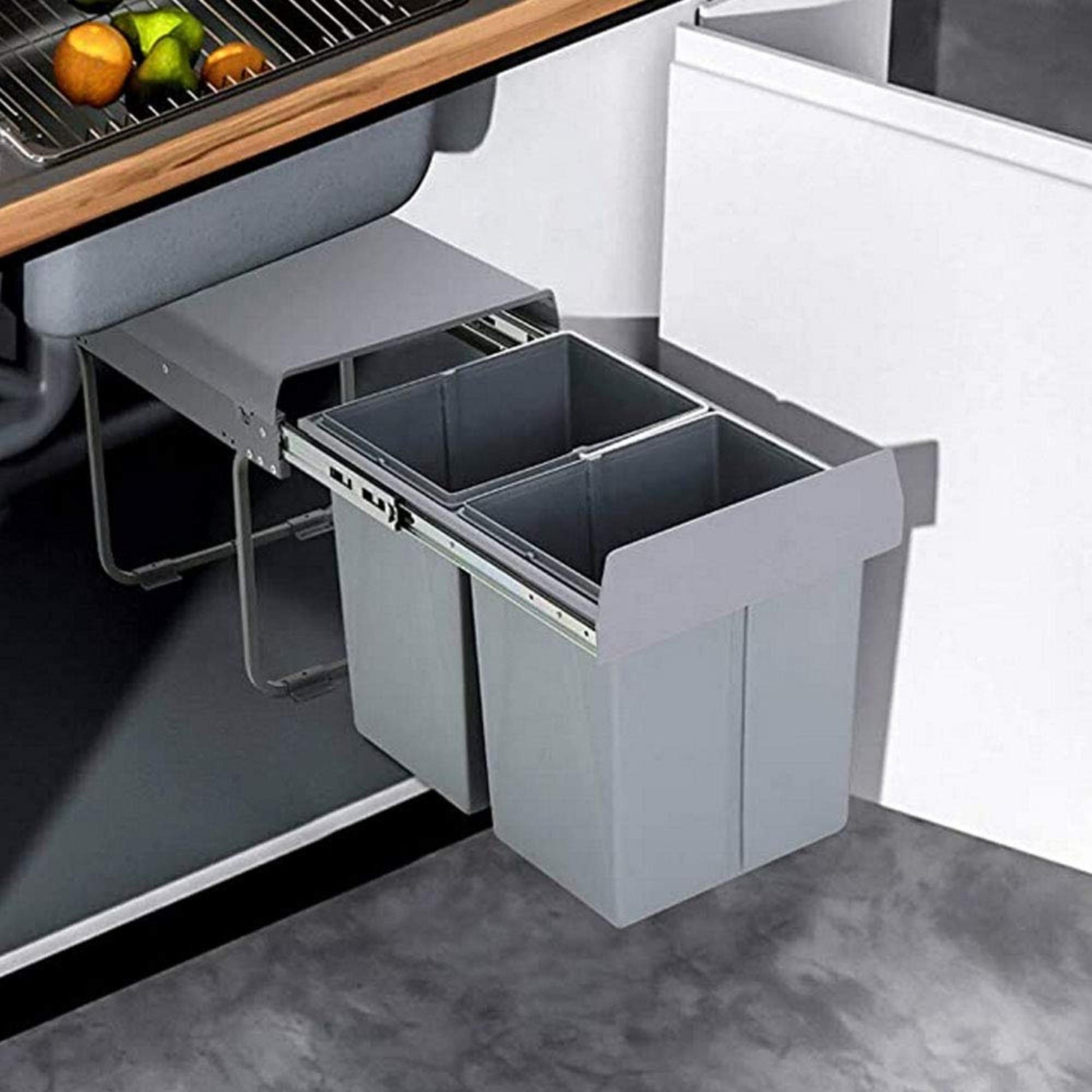 Cubo De Reciclaje 2x8l Bajo Fregadero, Extracción Manual Y Tapa_2