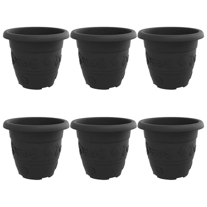 Maceta Redonda Para Flores 6 Uds. Negro Ø 30 X 25 Cm Plástico_0
