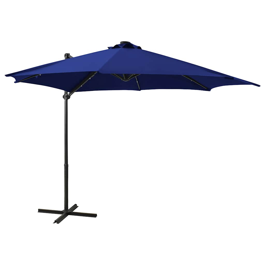 Vidaxl Sombrilla Jardín Voladiza Palo Y Luces Led Azul Celeste 300 Cm_0