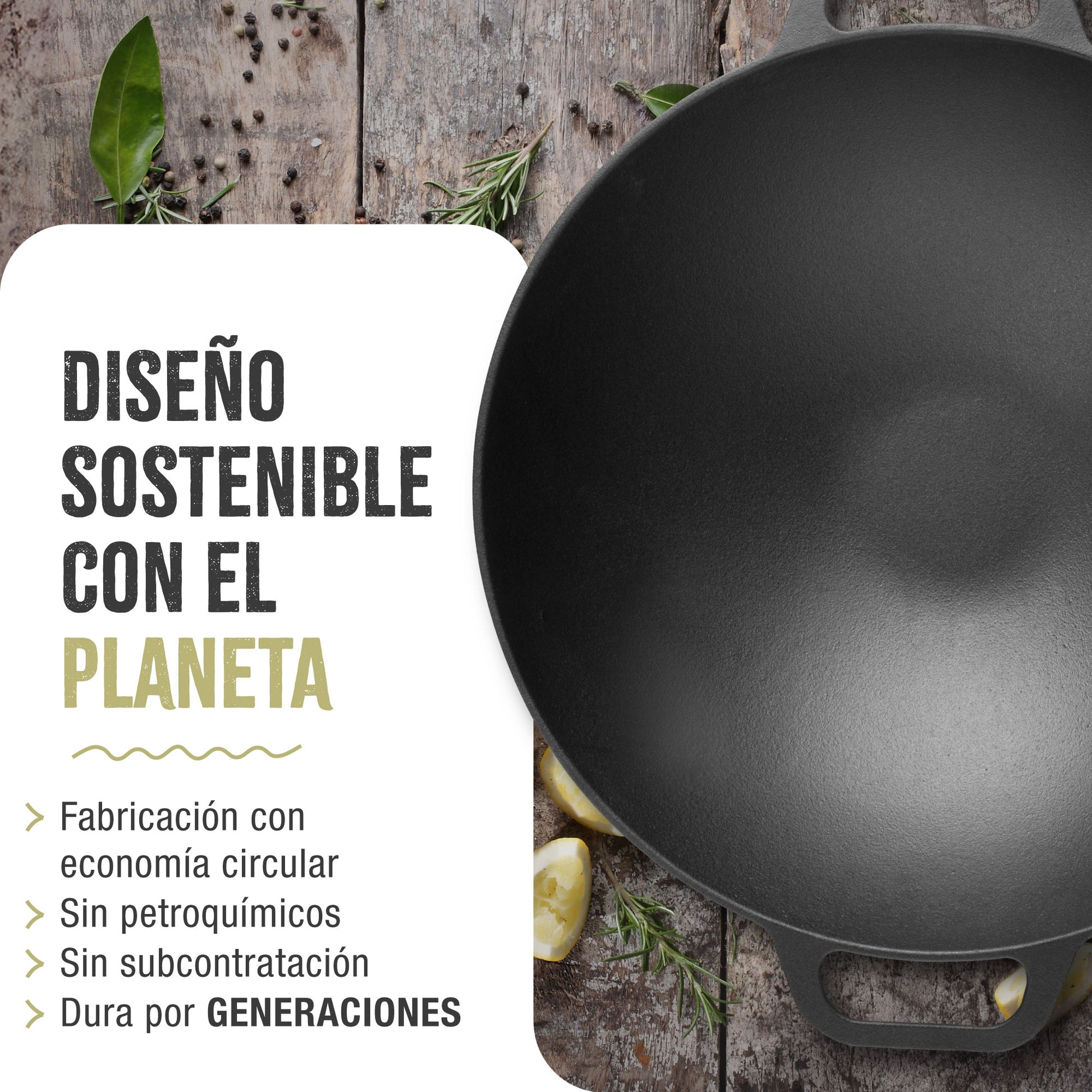Victoria Wok Hierro Fundido Esmaltado Inducción 35,5cm, Apta Fuego, Barbacoa, Horno Cast Iron Skillet, 30926, Negro_5