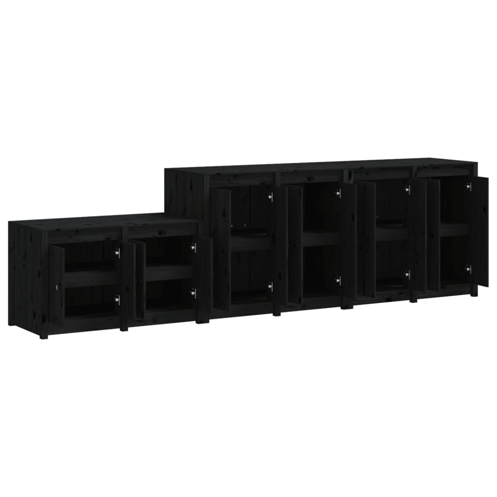 Muebles De Cocina De Exterior 3 Pzas Madera Maciza Pino Negro_3