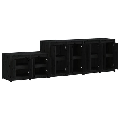 Muebles De Cocina De Exterior 3 Pzas Madera Maciza Pino Negro_3