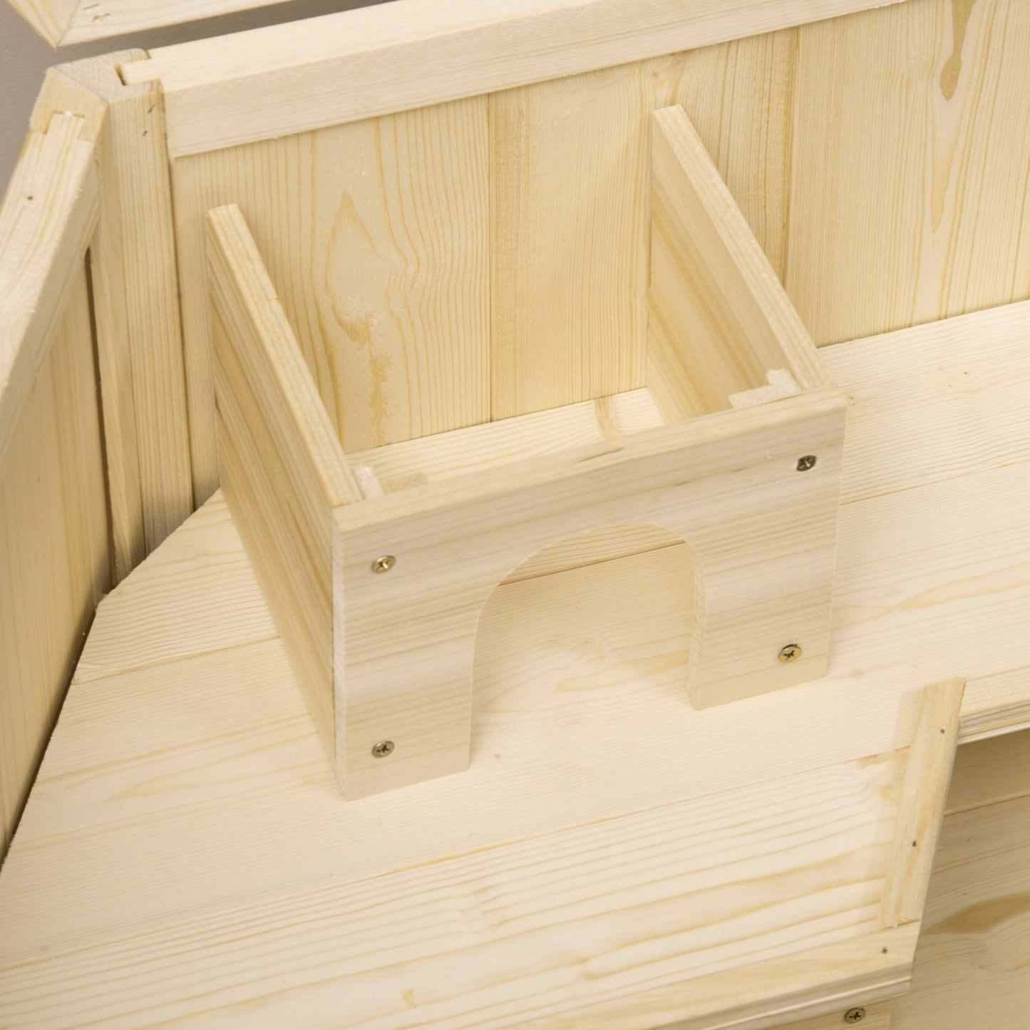 Pawhut Jaula De Madera Para Hámster 115x60x55 Cm Con 3 Niveles Techo Abatible_4