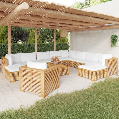 Vidaxl Juego Muebles De Jardín 12 Piezas Y Cojines Madera Maciza Teca_1