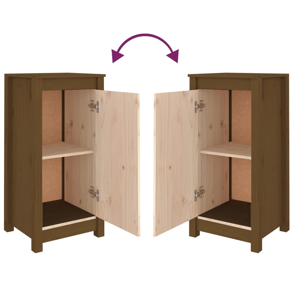 Aparador De Madera Maciza De Pino Marrón Miel 39x35x80 Cm / Vetonek_0