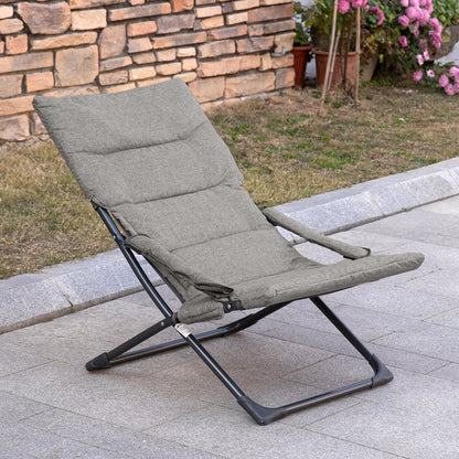 Outsunny 2 En 1 Silla Camping Plegable Cojín Acolchado Reposabrazos 66x94x79 Cm_1