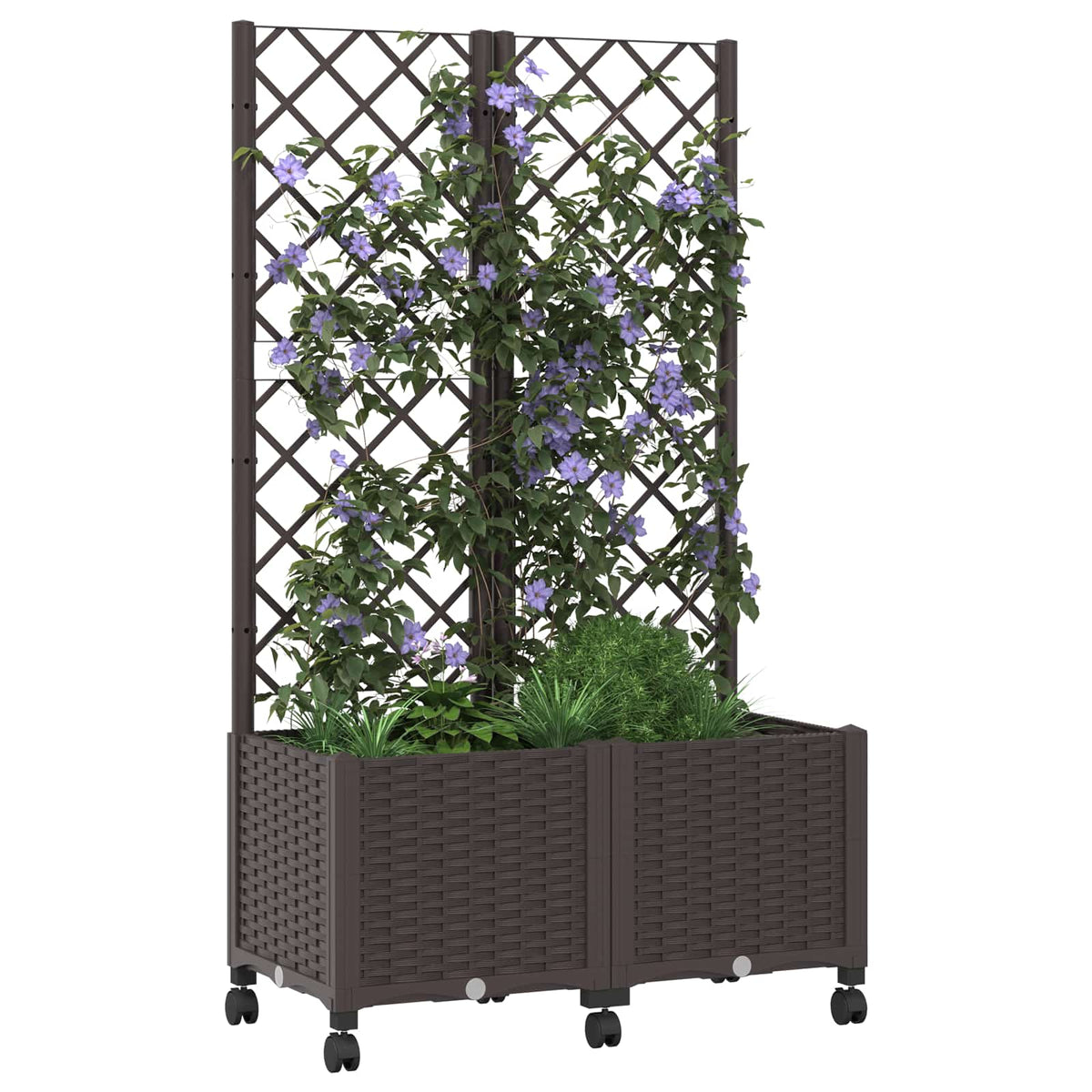 Jardinera Con Enrejado Y Ruedas Marrón 80 X 40 X 146 Cm Pp_2