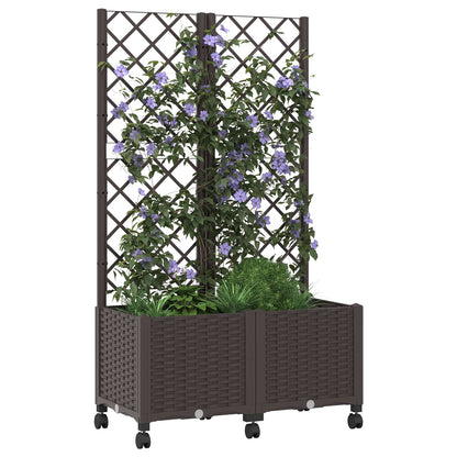 Jardinera Con Enrejado Y Ruedas Marrón 80 X 40 X 146 Cm Pp_2