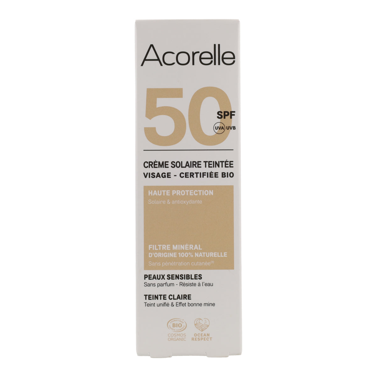 Crema facial color claro spf 50 Acorelle 50 ml