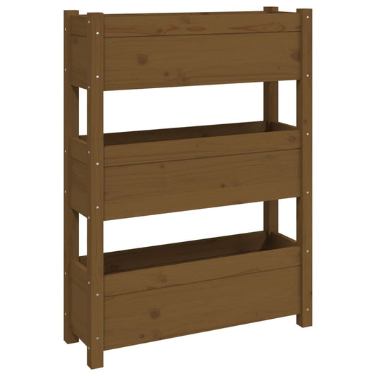 Jardinera De Madera Maciza De Pino Marrón Miel 77x25x104,5 Cm_0