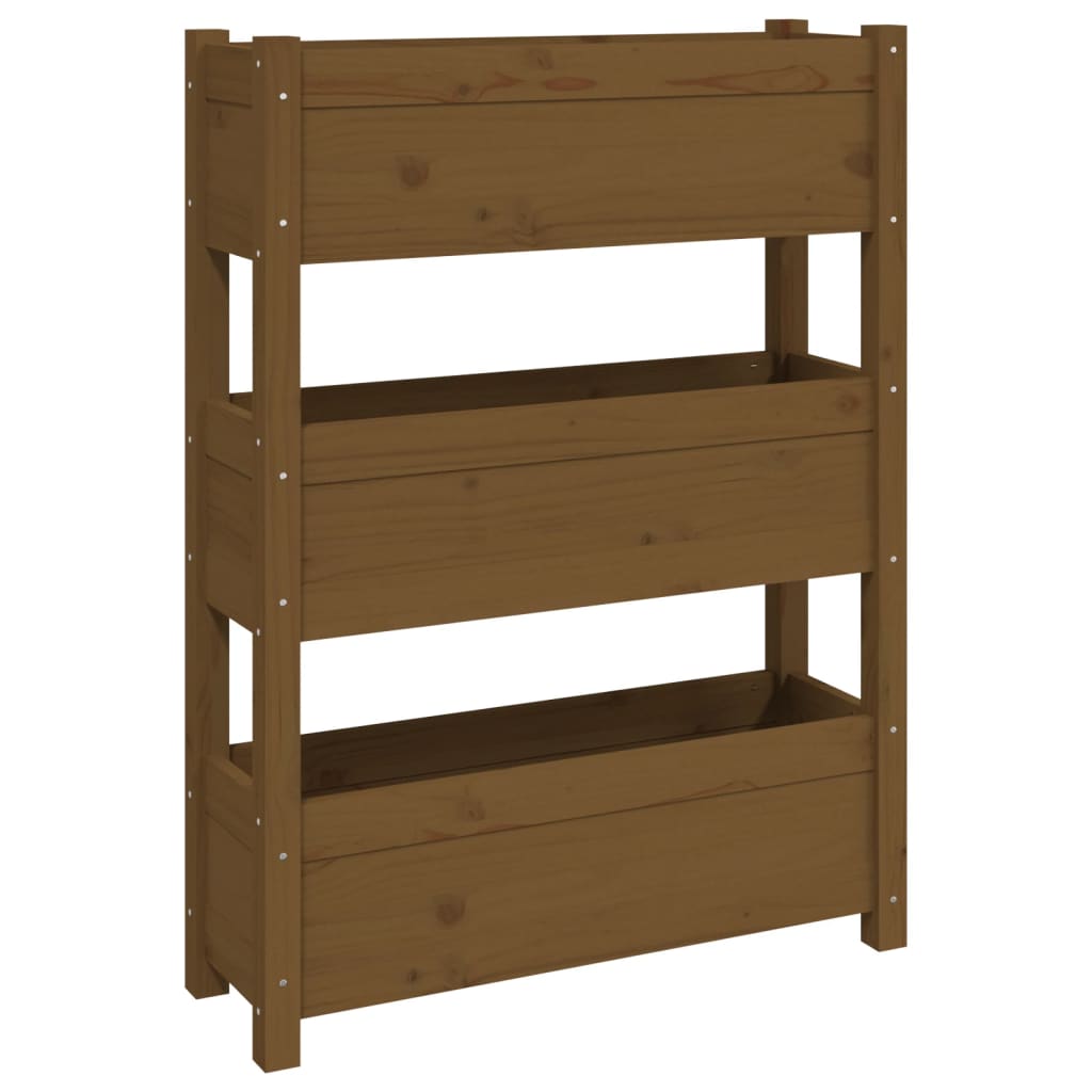 Jardinera De Madera Maciza De Pino Marrón Miel 77x25x104,5 Cm_0
