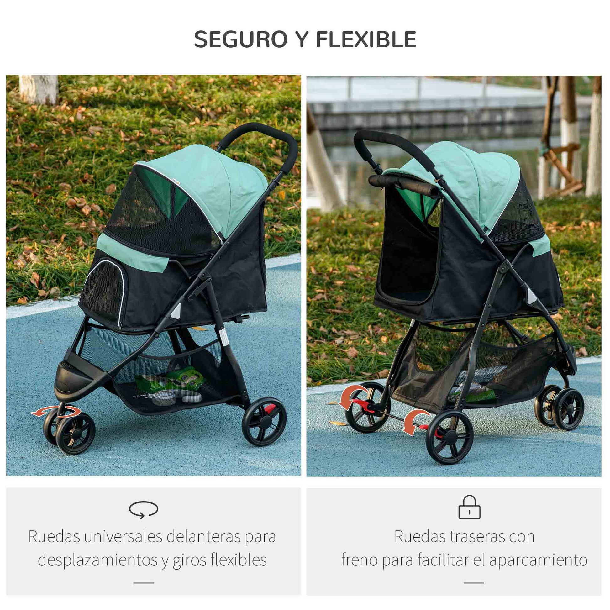 Pawhut Carrito Para Perros Plegable Con Cesta De Almacenaje 80,5x51,5x100 Cm_5