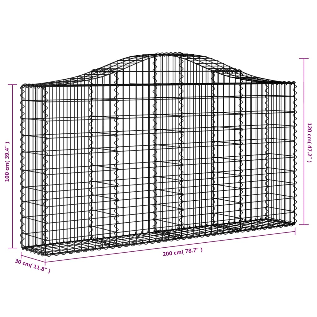 Cestas Gaviones 15 Uds Forma De Arco Hierro 200x30x100/120 Cm_5