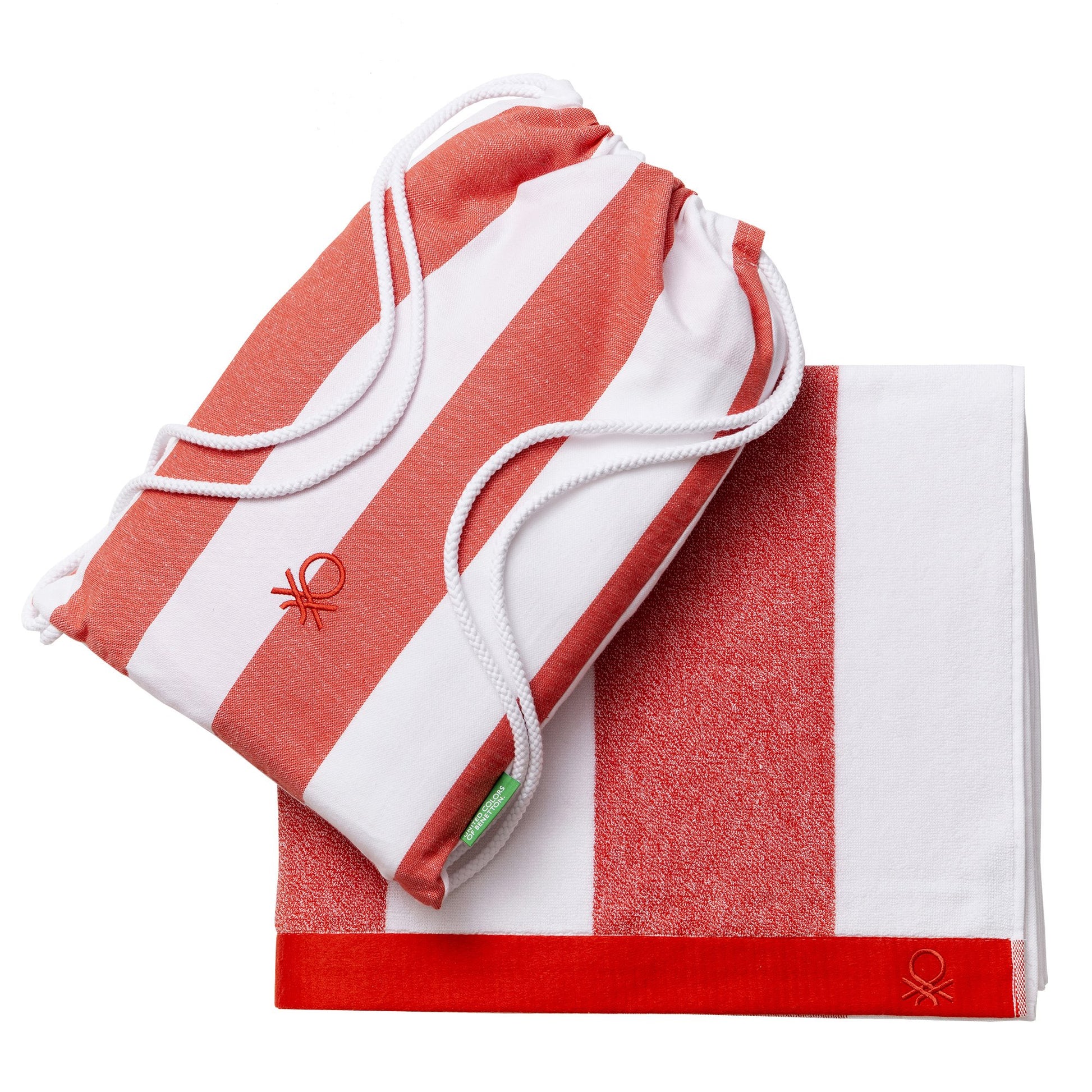 Set 2pc Toalla De Playa (toalla 90x160cm + Bolsa 144tc Hilo Teñido) Rojo Rainbow Be_1