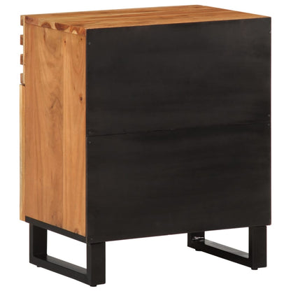 Mesita De Noche Madera Maciza Mango Marrón 50x34x60 Cm_2