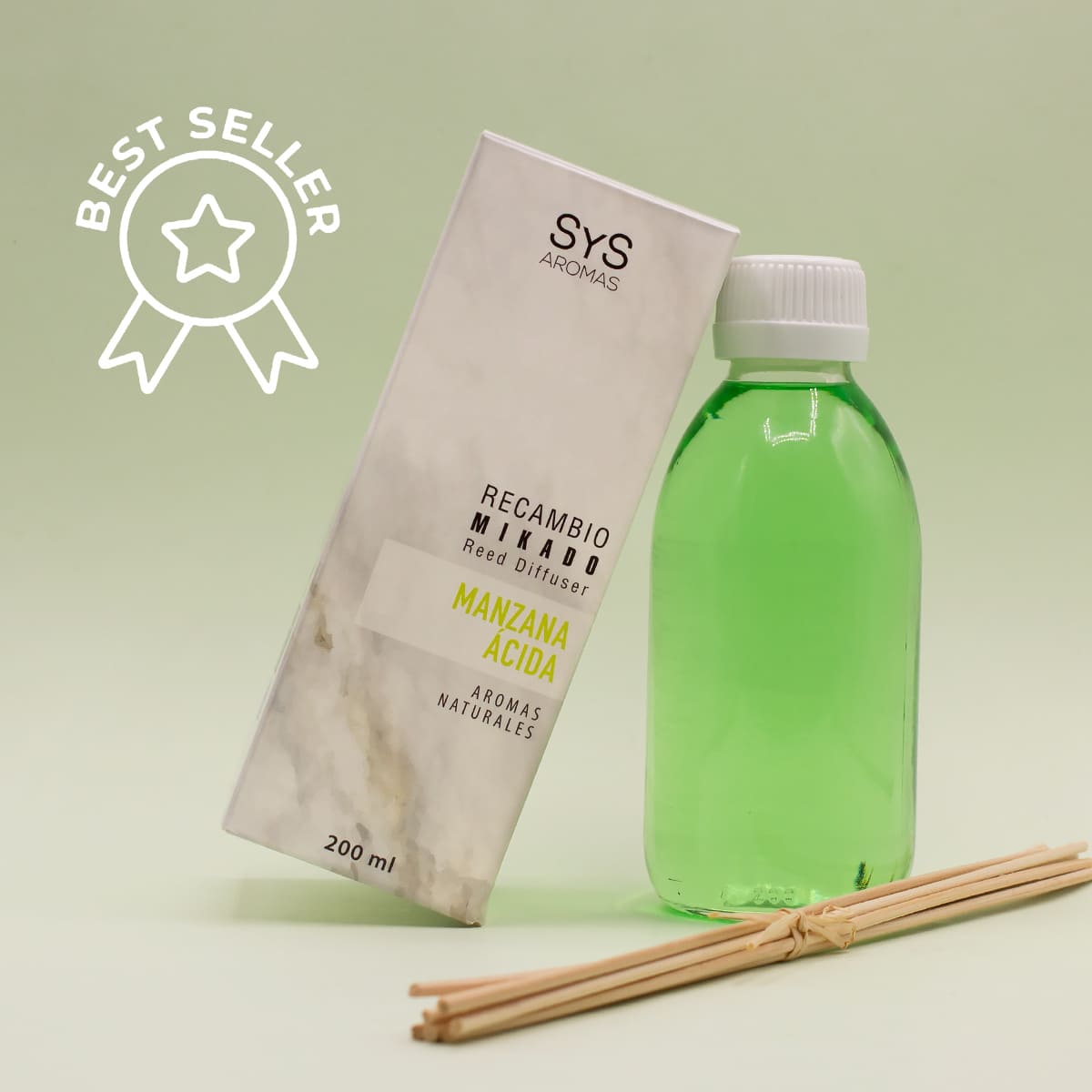 Recambio Mikado Manzana Ácida 200 Ml Con Varillas | Aroma Fresco Y Frutal | Refill Difusor | Larga Duración_1