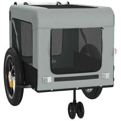 Remolque De Bicicleta Mascotas Hierro Tela Oxford Gris Negro_5