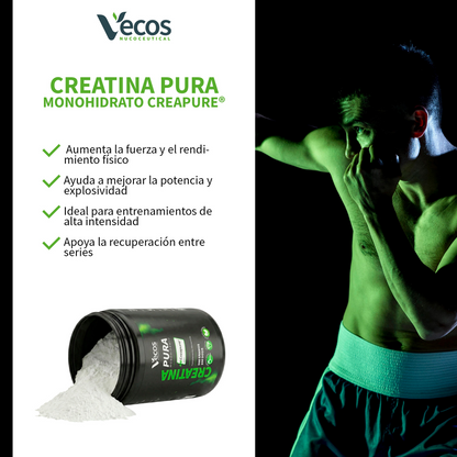 Creatina Monohidrato Creapure® Vecos 500 G | Fuerza, Potencia Y Rendimiento | 5000 Mg De Alta Pureza Por Dosis_3