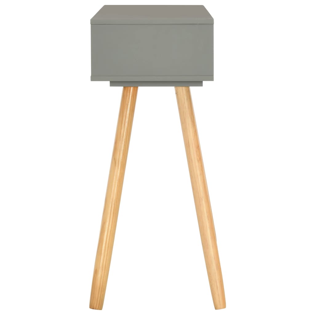 Mesa Consola De Madera Maciza De Pino Gris 80x30x72 Cm_3