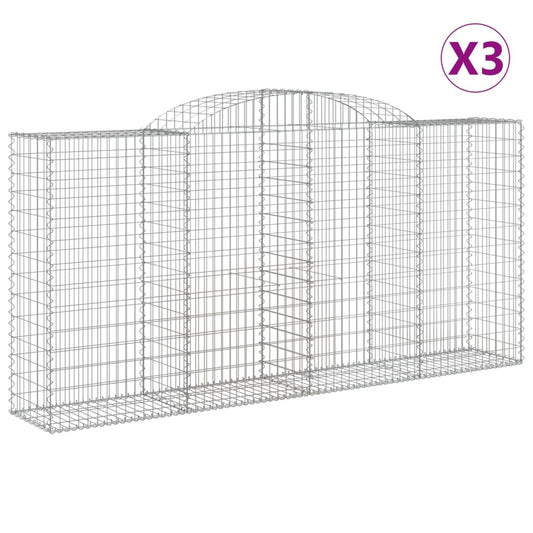 Cestas De Gaviones 3 Uds Forma De Arco Hierro 300x50x140/160 Cm_0