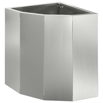 Macetero De Esquina Plateado 30 X 30 X 35 Cm Acero Galvanizado_0