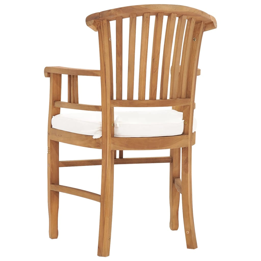 Vidaxl Sillas De Jardín 2 Uds Madera De Teca Con Cojines Blanco Crema_4