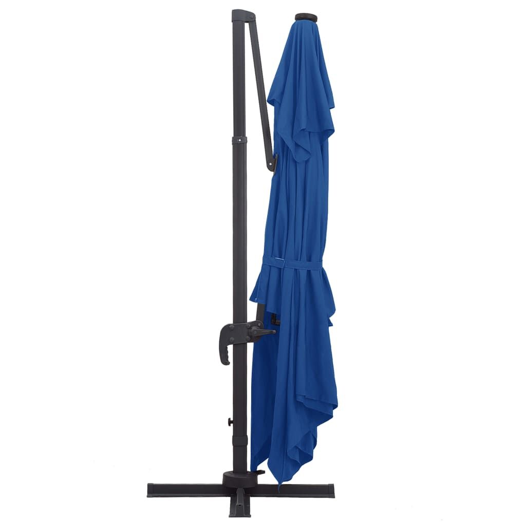 Vidaxl Sombrilla Voladiza Luces Led Y Poste Aluminio Azul Azure 4x3 M_4