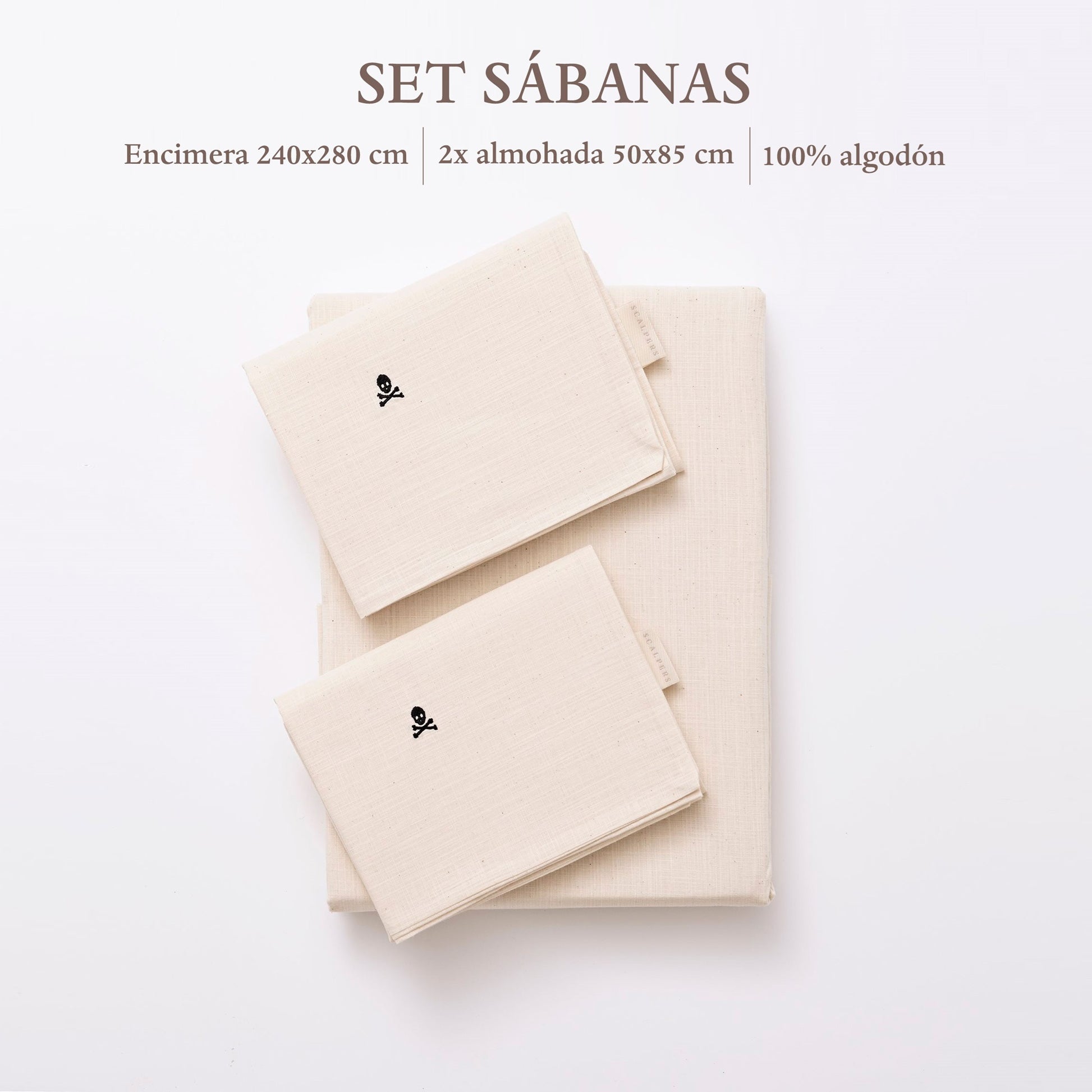 Set Sábanas Ocre (encimera 240x280cm + 2 Fundas De Almohada  50x85cm) 100% Algodón Scalpers Home